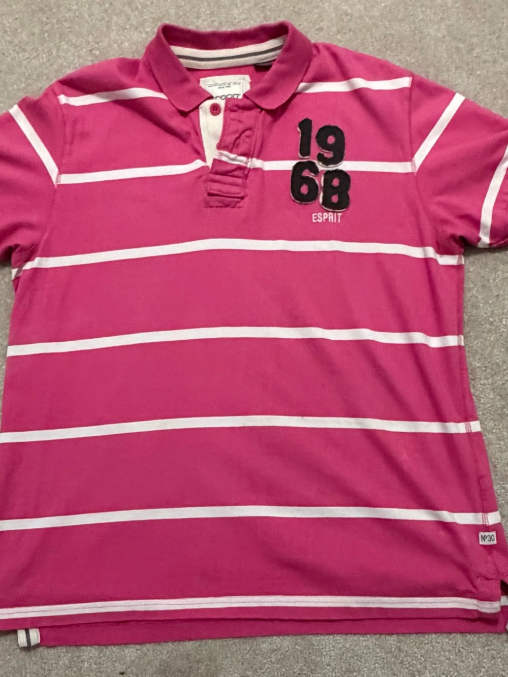 Esprit Women’s Bright Pink and White Striped Polo